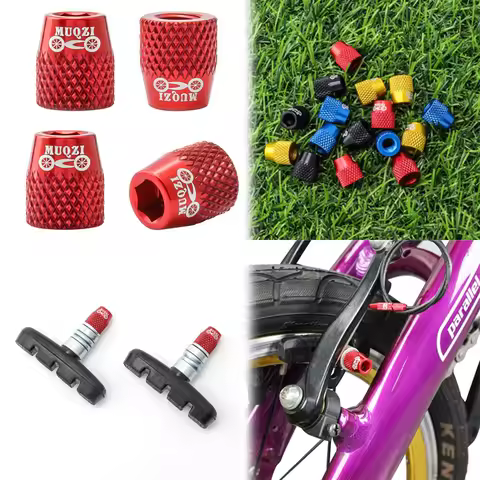Bike Brake Pad M6 Bolt 4PCS M6 Bike Brake Pad Bolt Aluminum Alloy Fixed Nut MTB Road Bike V Brake Bl