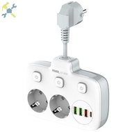 6-in-1 Multi-Socket with Flexible Cable 3-Way Power Strip with 3 USB and 1 Type-C Port Portable Multiple Socket SHOPCYC5779