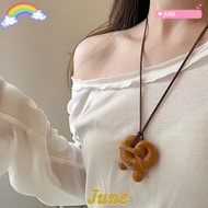 JUNE1 Bread Pendant Necklace, Cute Donut Bread Food Fashion Versatile Pendant, Creative Gift Handmad