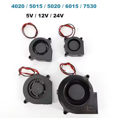 2Pin 4/5/6/7cm DC 5V 12V 24V 4020 5015 5020 6015 7530 Blower Turbo Cooling Fan Brushless for 3D Prin