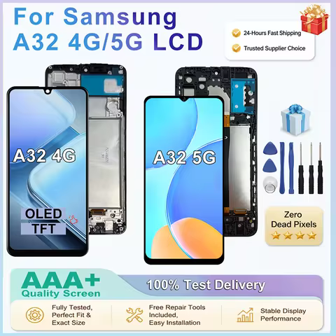 OLED LCD For Samsung Galaxy A32 4G Display Touch Screen Digitizer Assembly IPS LCD For Samsung A32 5