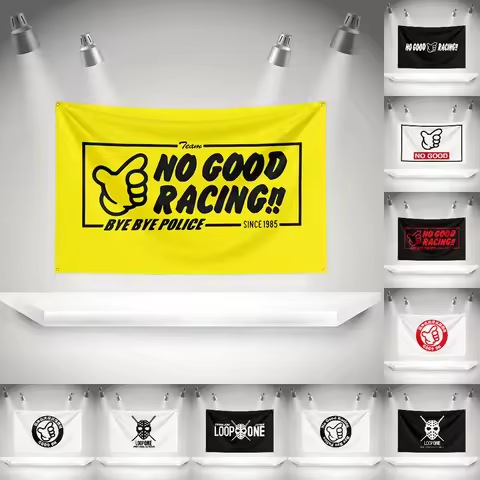 N-NO G-GOODR R-RACING LOOPONE Car Flag Banner Polyester HD Printing Exhibition, Racing, Car Fans, Po