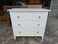 香榭二手家具*IKEA HEMNES白色3抽 抽屜櫃-三斗櫃-3.5尺-斗櫃-衣櫃-衣櫥-收納櫃-置物櫃-玩具櫃-電視櫃