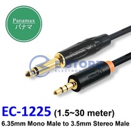 PANAMAX 1.5~30 meter 6.35mm Mono Male to 3.5mm Stereo Male Cable - EC-1225