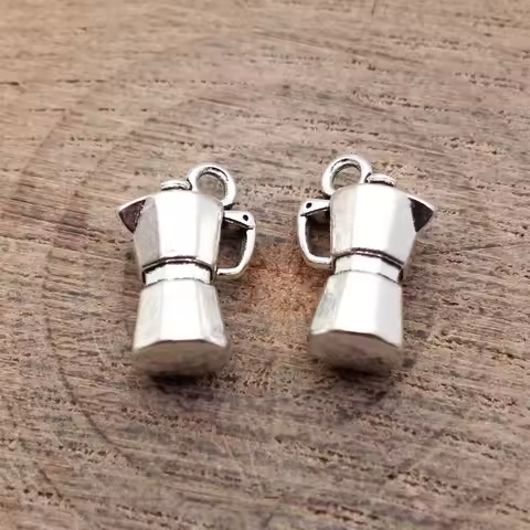20pcs 15x10x6.9mm(0.59x0.39x0.27inch) Antique Silver Color 3D Espresso Pot Charms Pendants DIY Jewel