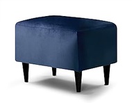 Traumnacht Comfortable and Modern Foot Stool with Wooden Feet in Blue/Turquoise (Velvet), Oeko-Tex C