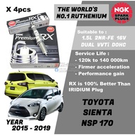 NGK Premium RX Spark Plug - Toyota Sienta NSP170 1.5L 2NRFE Dual VVTi DOHC 16V ( Year 2015-2019 )