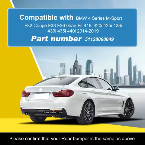 Rear Bumper Tow Hook Cap Towing Eye Cover For BMW 4 Series M-Sport F32 Coupe F33 F36 Gran Fit 418i 4