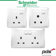 Schneider Affle Plus 13A/15A Safety Socket 1/2 Gang White Switched Electrical Outlet SIRIM Approved