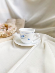 【好日戀物】法國早期arcopal印花牛奶玻璃咖啡杯盤