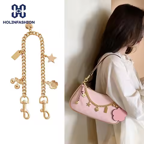 HOLINFASHION Bag Purse Charm Gold Star Love Cherry Flower Alloy Pendant Keychain Bag Decorative Chai