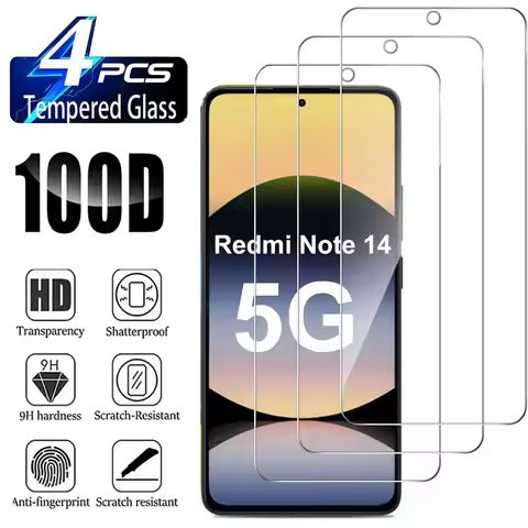 4PCS HD Tempered Glass For Xiaomi Redmi Note 14 15 Pro 13 12 11 10 9 Pro 15R 12S 14S 15C 14C 13C 12C