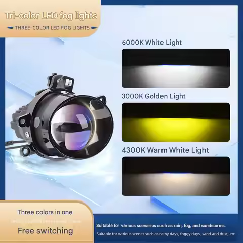 3 Inch Bi-LED Laser Projector Fog Lights H7 LED Three Color High Low Beam For Toyota Corolla Vios Ca