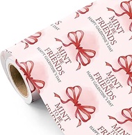 WRAPAHOLIC Funny Valentines Day Wrapping Paper Roll - Mini Roll - 17 Inch x 16.5 Feet - Bow and Mint