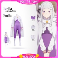🇲🇾READY STOCK🇲🇾 Re Zero Emilia Cosplay Cape Purple Bodysuit Anime Costume Full Set for Girl