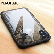 NAGFA Luxury TPU+Glass Back Phone Cases For iPhone X 10 Anti-Scratch Cover For iPhone 10 Case X Cove