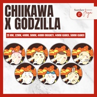 Chiikawa Godzilla/ - Pin Button, Magnet, Keychain, Mirror Keychain | 25mm 32mm 44mm 58mm 75mm