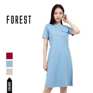 Forest Blaus Perempuan | Forest Ladies Short Sleeve Cotton Blouse Dress - 885020
