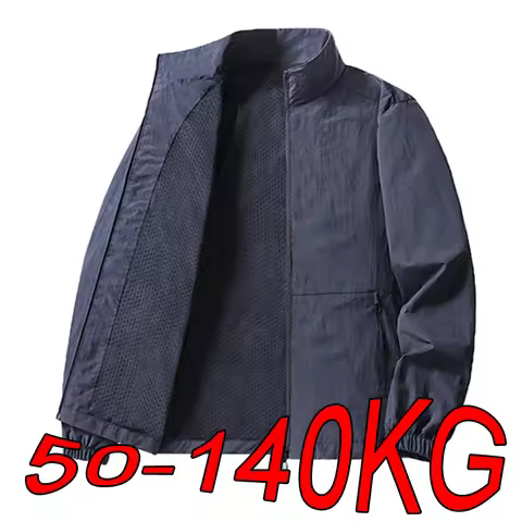 Jacket for Men's Plus Size 6XL 7XL 8XL Autumn and Winter Hoodless Stand-up Collar Jacket Outdoor Lei
