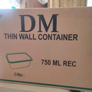 1 Dus Thinwall Dm 750Ml Food Container Persegi Panjang Food Grade