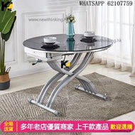 A&5165免安裝圓形餐枱 油壓茶几餐桌一體兩用桌子 咖啡桌 食飯枱 鋼化玻璃升降枱 旋轉枱 折疊枱 摺枱 蝴蝶枱 電磁爐台 全新包送貨 board #Dining table#coffee tabl