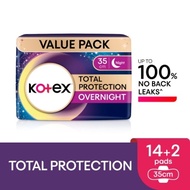 KOTEX Total Protection Overnight Wing Pad 35cm (14s) - Sanitary Pad that prevents up to 100% No Back