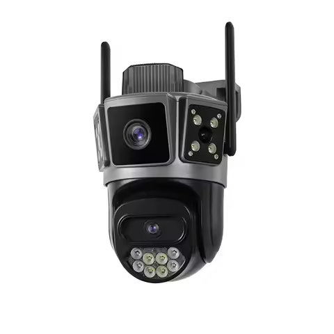 3-Camera 5G/4G WiFi Security System, Outdoor Night Vision PTZ Dome Camera - Wireless Remote Viewing