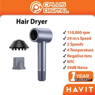 Havit Hair Dryer UK Plug 110,000rpm 24m/s NTC Negative Ions Smooth Diffusion Nozzle HD202 HD201