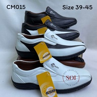 รองเท้าลำลองชาย รองเท้าหนังสีขาว รองเท้าหนัง CSB รุ่น CM015 สีขาว ดำ ไซต์ 39-45