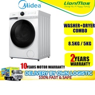 MIDEA Inverter Washer+Dryer Combo 8.5kg/5kg Washing Machine Dryer MF100D85B Mesin Basuh Pegering