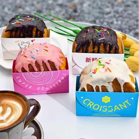 50pcs Paper Sandwich Box Baking Food Bread Donut Egg Toast Cake Packaging Box for Bakery Breakfast L