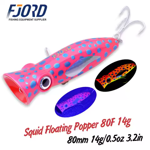 FJORD 80mm 14g Popper Glow Fishing Lure Swimbait Floating Hard Bait for Pike Bass Sea Saltwater Surf