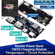 MSaccessories QC4.0 QC3.0 LED Dual USB 5V 4.5A 22.5W Micro/Type-C USB 18650 Charging Module