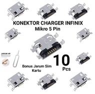 Konektor Cas Infinix Smart 5 4 Hot 9 10 Universal Mikro 5 Pin Plug in Casan Tc isi 10 Bonus Jarum hp