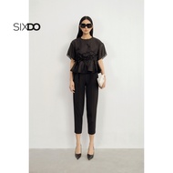 Quần công sở nữ đen dáng baggy SIXDO (Black Woven Baggy Pants