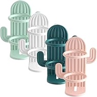 Cabilock 4pcs Wall Mount Toothbrush Holder Cute Cactus Toothbrush Stand Cartoon Razor Draining Organizer Rack Electronic Toothbrush Holder for Wall Bathroom Mirror