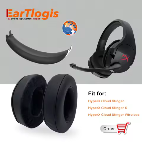 EarTlogis Velvet Replacement Ear Pads for HyperX Cloud Stinger, Stinger S, Stinger Wireless 7.1 Head