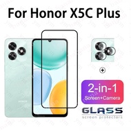 2 in 1 Honor X5C Plus Tempered Glass Screen Protector For Honor 400 X5B X6B X6C X7C X7D X9D Camera L