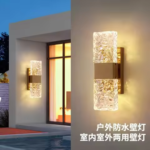 Outdoor Luxury Crystal Wall Lamp Waterproof Garden Porch Lights TV Background Corridor Staircase Gla