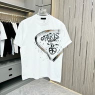 T-shirt Uniseks Prada/Prada, T-shirt Bercetak, T-shirt Leher Bulat, Baju Lengan Pendek, T-shirt untu