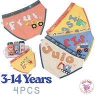 Kids 3-14Y 4PCS Boys Underwear Cute Super Hero And Tractor Design Soft Cotton Comfortable Brief