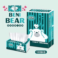 【BENI BEAR邦尼熊】復古Tiffany藍條紋抽取式家用紙100抽6包8袋