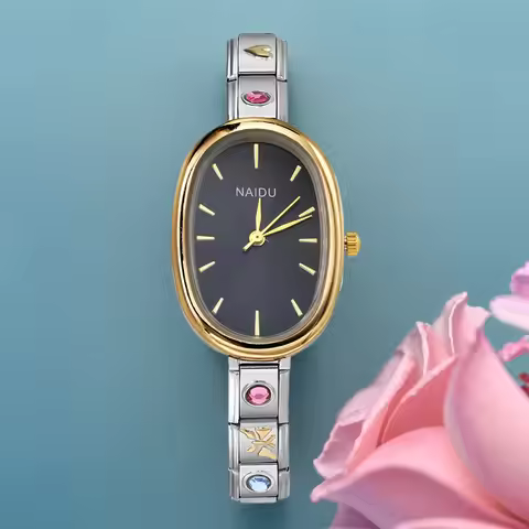 URING Fashion New Niche Watch Female Style Female Student Ellipse Quartz Watch Stainless Steel Strap