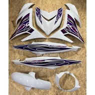 Coverset Y15 Y15ZR V1/V2 Putih White Colour Stripe Custom Api Purple Design 2023 Y15ZR