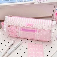 Tender Ballet Style Bow Pencil Case Layer Lace Super Exquisite Student High-value Large-capacity Pen