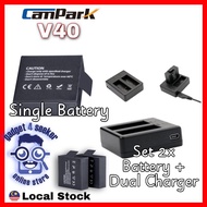 Campark V40 1350mAh Battery with Rapid USB Dual Charger