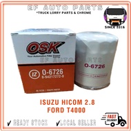 FORD HITAM Osk O-6726 ISUZU HICOM 2.8 PERKASA FORK T4000 OIL FILTER 8-94217272-0 Opel GERMINI BLACK 