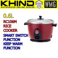 (AOD) Khind Anshin Rice Cooker RC106M Periuk Nasi Stainless Steel inner pot Bagus quality 0.6 Litre 安心饭锅 authorized online dealer