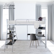 EE HOME Aloha Loft Single Bed Frame with Study Table and Book Shelves Katil Besi Meja Rak Buku AH904