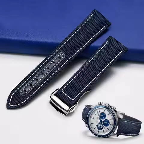 19mm 20mm Canvas Nylon Watchbands For Omega Seamaster 300 Speedmaster AT150 Omega Speedmaster Slubby